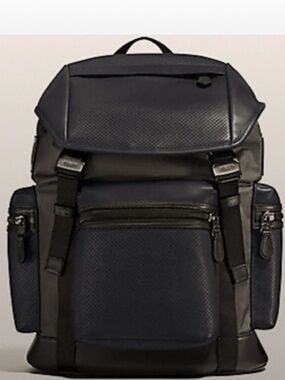 COACH black leather all terrain trek perforated backpack LARGE